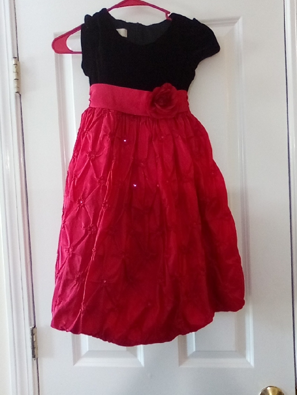 AMERICAN PRINCESS Black & Red Flower Waist Girls Party Dress SIZE 7